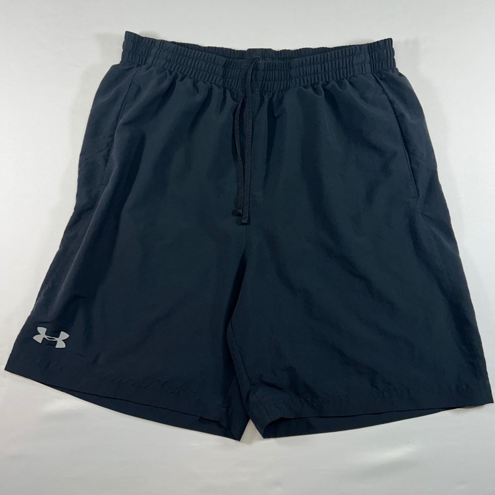 Under Armour Mens HeatGear Fitted Athletic Shorts Black Medium Drawstring Gym